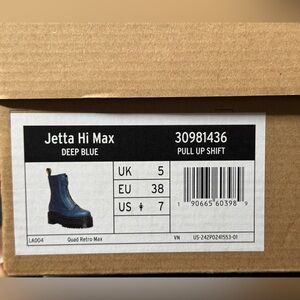 Iridescent blue leather platform doc martens